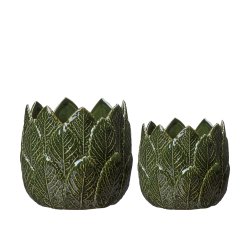 Kruka Nea grön keramik med kåblad Wikholm Form