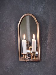 Vägglampett spegel antik mässing Strömshaga